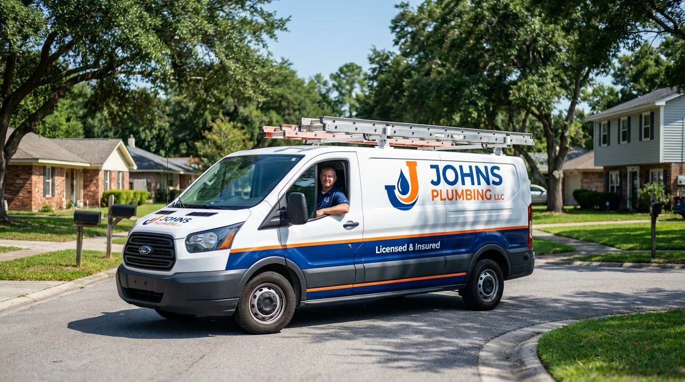 Johns Plumbing LLC service van in Palos Park, IL