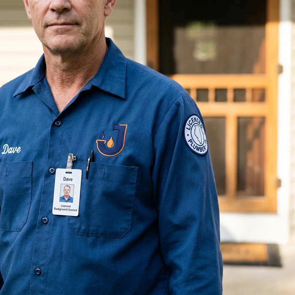 Licensed plumber showing ID badge in Palos Park, IL