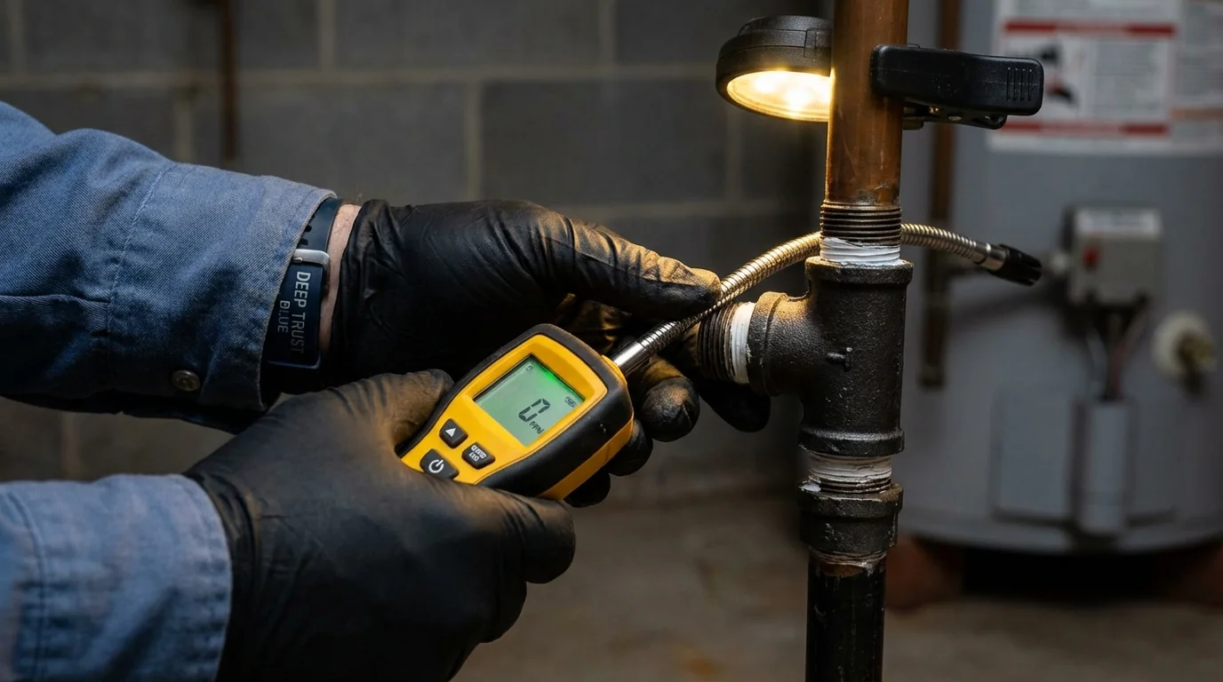 Gas leak detection with electronic sniffer by Johns Plumbing LLC in Palos Park