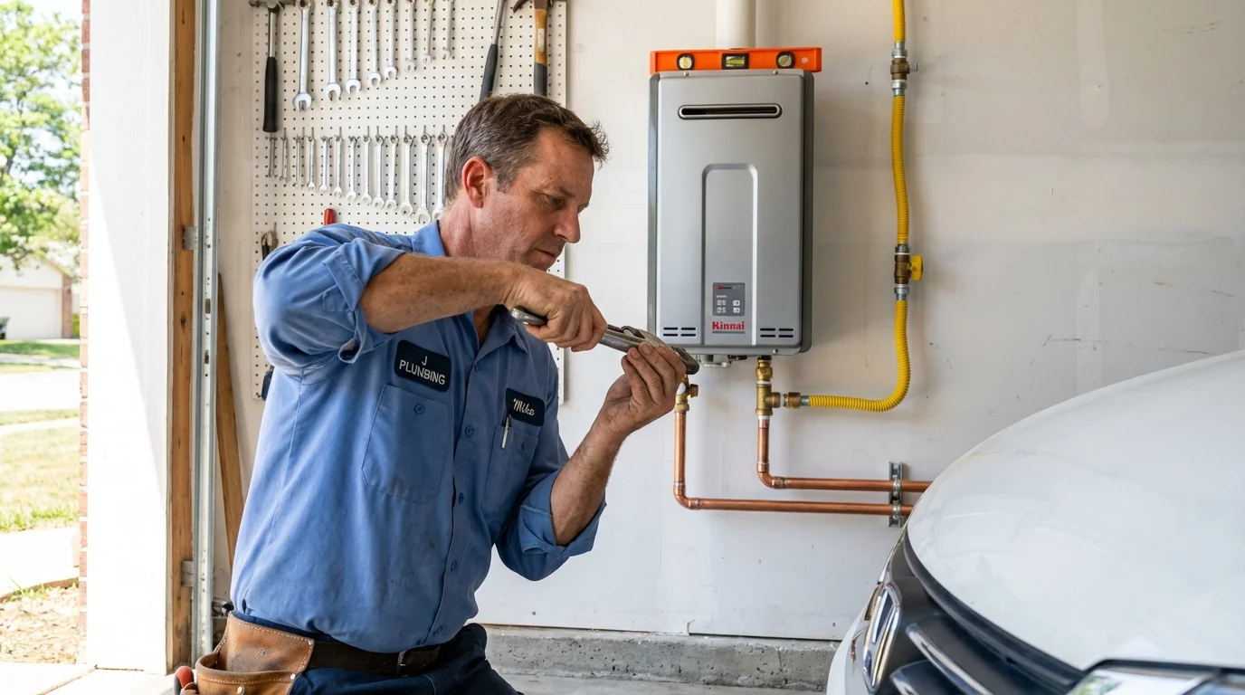 Tankless water heater installation by a Johns Plumbing LLC plumber in Palos Park